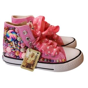 Rainbow Candy Canvas Sneakers Pink Girl Birthday Handmade Euro 30/ US 12.5